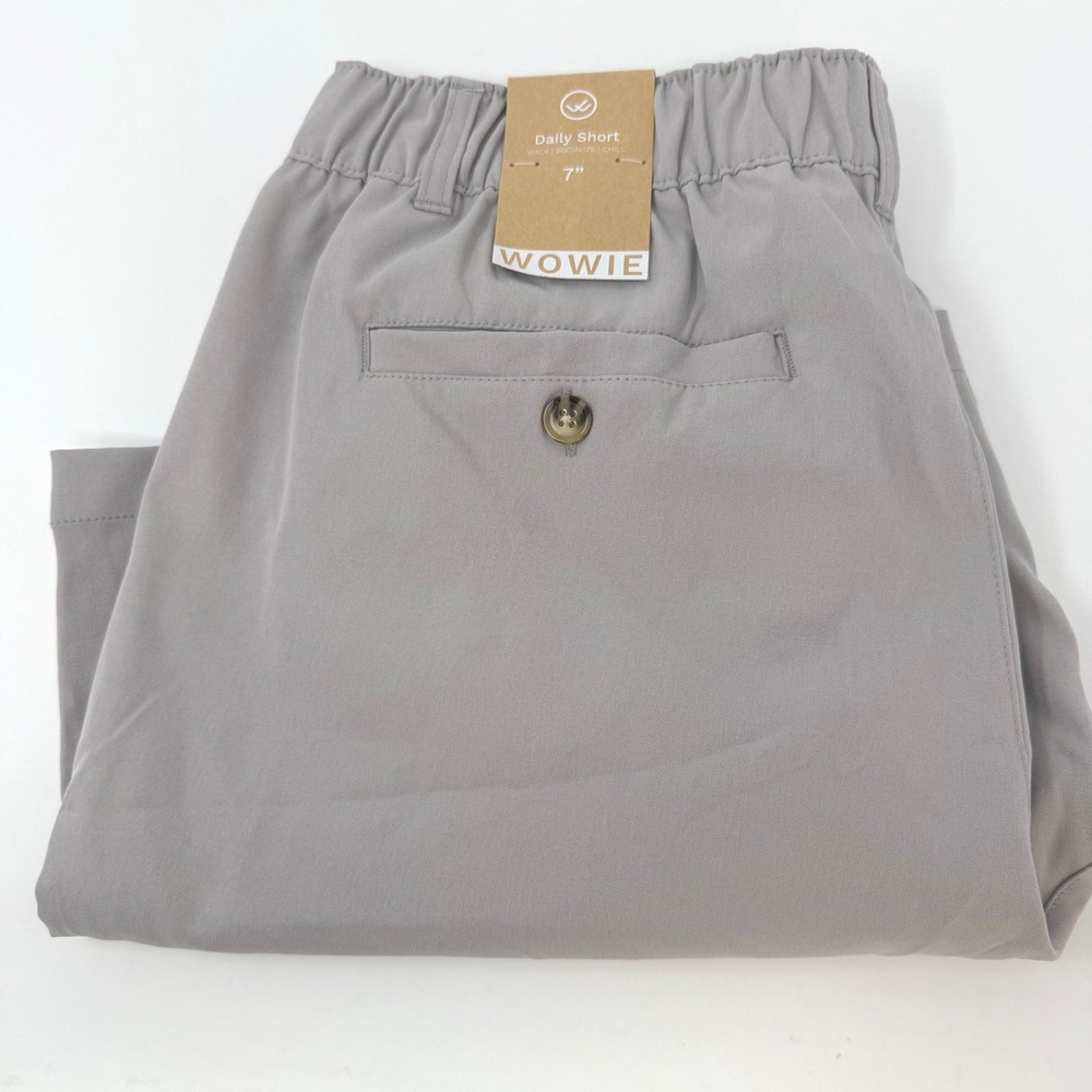 Wowie Mens Daily Short 7 Inseam Light Grey Elastic Waist Casual Shorts Large NEW